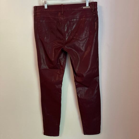 Level 99 Women’s size 16 Burgundy Coated Eco Leather Jeans - Picture 1 of 8